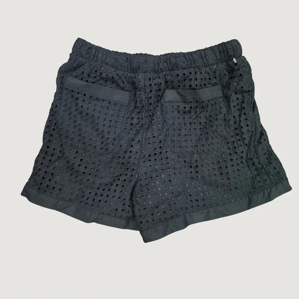 Greige Black Eyelet Drawstring Shorts GMC5249SB Size Medium NWT